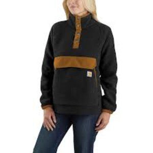 Carhartt Women's Relaxed Fleece Pullover - Size Medium - Black & Tan